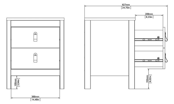 Crni noćni ormarić Madrid - Tvilum