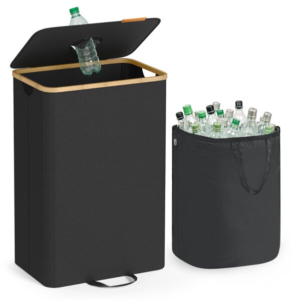 Koš za razvrstavanje boca i limenki ECOVIA, 100l, crna/bež SongmicsHome