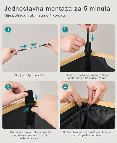 Koš za razvrstavanje boca i limenki ECOVIA, 100l, crna/bež SongmicsHome