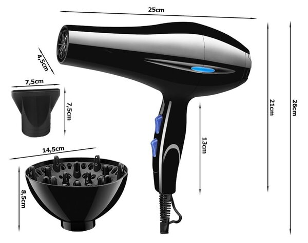 Podesiva sušilica za ionizaciju fen 1200W