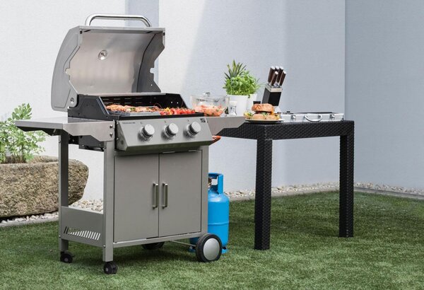 Plinski roštilj OKLAHOMA BBQ, 3 plamenika, s redukcijskim ventilom, srebrna Penta CZ