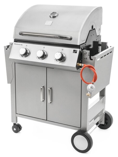 Plinski roštilj OKLAHOMA BBQ, 3 plamenika, s redukcijskim ventilom, srebrna Penta CZ
