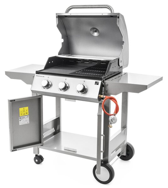 Plinski roštilj OKLAHOMA BBQ, 3 plamenika, s redukcijskim ventilom, srebrna Penta CZ