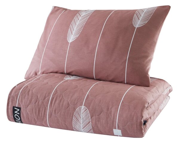 Ružičasti prekrivač s jastučnicom od ranforce pamuka Mijolnir Modena, 180 x 225 cm