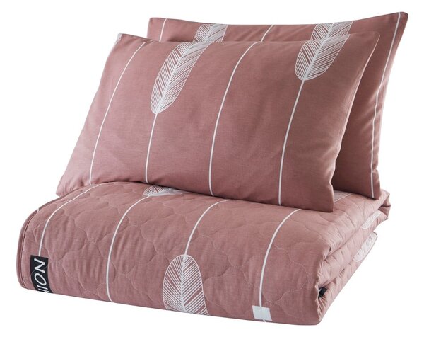 Ružičasti prekrivač s 2 jastučnice od ranforce pamuka EnLora Home Modena, 225 x 240 cm
