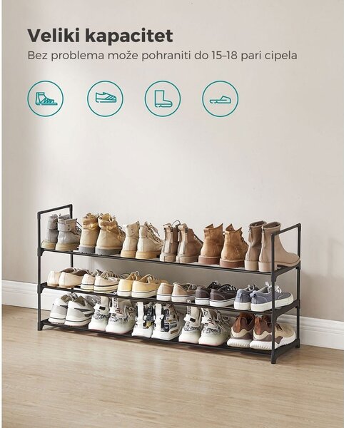 Stalak za cipele TORINO, 4 police, 30x116x55cm, crna SongmicsHome