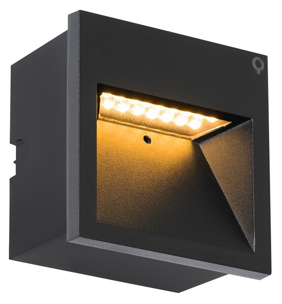 Set od 4 moderne ugradbene zidne svjetiljke crne boje uklj. LED - Gem 2