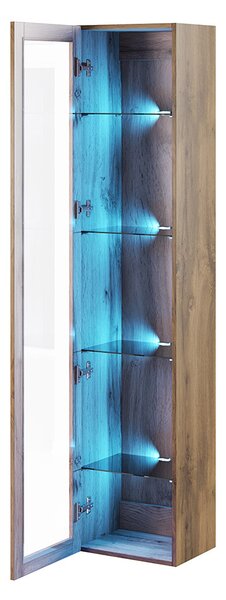 Zondo.hr Vitrina 180 staklo Zylia (crna + hrast wotan) (plava LED rasvjeta). 1060031