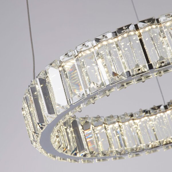 Searchlight Filumena LED viseća svjetiljka, siva/prozirna, metal/staklo, Ø 35 cm, Providna, Dnevni boravak/blagovaonica, Staklo