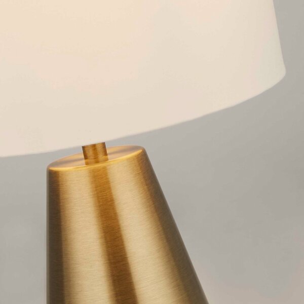 Searchlight Stolna lampa Laynie, mesing/bež, metal/tekstil, 24 cm, E14, Zlato / mjed, Dnevni boravak/blagovaonica, Tkanina / tekstil