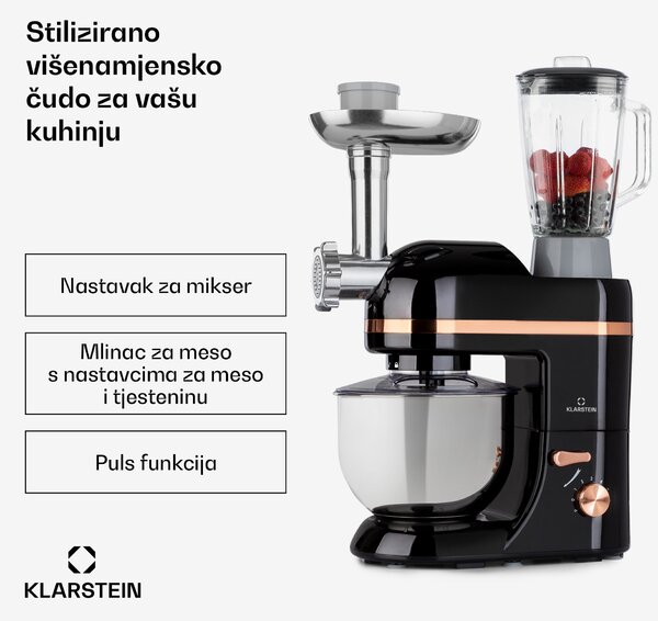 Klarstein Lucia Elegance, kuhinjski robot, miješalica, mlin za meso, 1800W, bez BPA