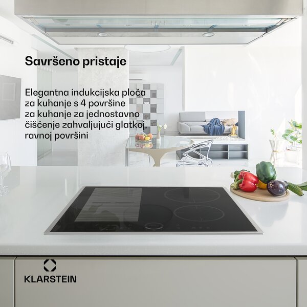 Klarstein Delicatessa 60 Hybrid Prime, ploča za kuhanje, indukcijska, 4 zone, 7000 W, crna