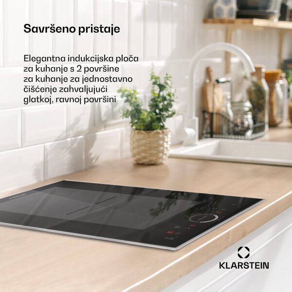 Klarstein Delicatessa Domino Prime, ugradbena indukcijska ploča, 2 zone, 3500 W, samostalna