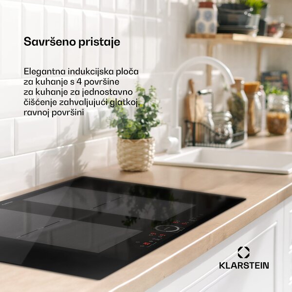 Klarstein Delicatessa 77 Flex, ugradbena indukcijska ploča, 4 zone, 7000W, staklokeramika