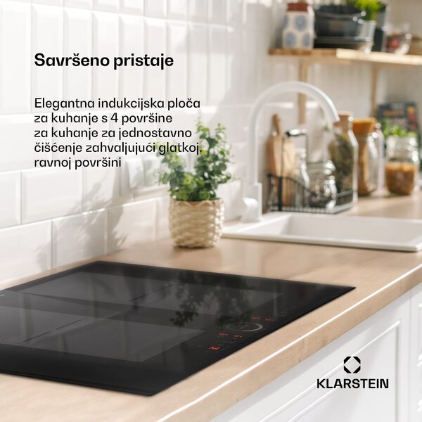 Klarstein Magnichef 4 Flex, ugradbena indukcijska ploča, 4 zone, 7000W, staklokeramika