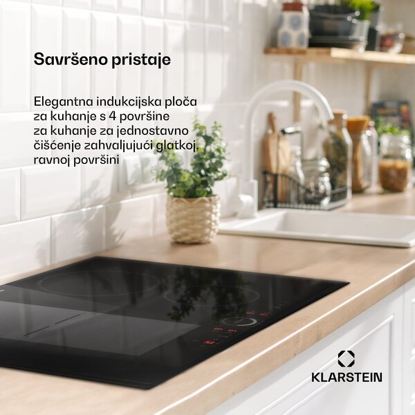 Klarstein Delicatessa 70 Hybrid, ugradbena indukcijska ploča, 4 zone, 7000 W, staklokeramika
