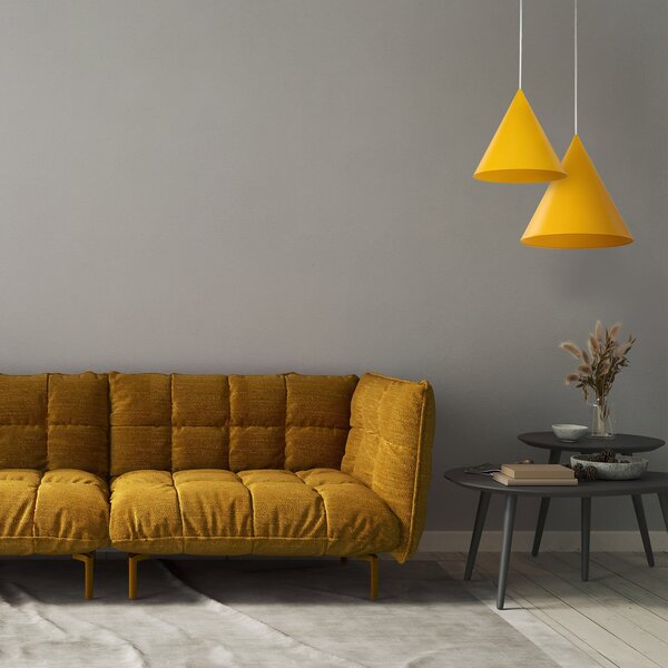 TK Lighting Cono viseća lampa, za jednu žarulju, Ø 27 cm, žuta, E27, prigušiva, Žuta, Dnevni boravak/blagovaonica, Metal