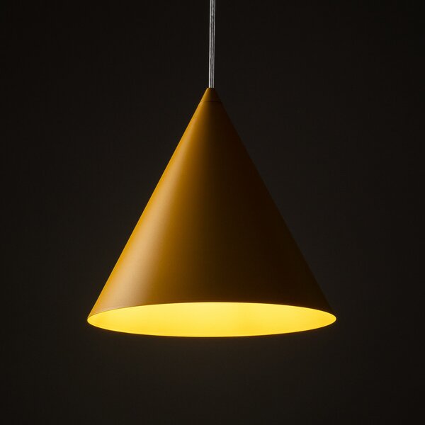 TK Lighting Cono viseća lampa, za jednu žarulju, Ø 27 cm, žuta, E27, prigušiva, Žuta, Dnevni boravak/blagovaonica, Metal