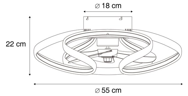 Ventilator na stropu mjed 55 cm uklj. LED s mogućnošću prigušivanja s daljinskim upravljačem - Mandy