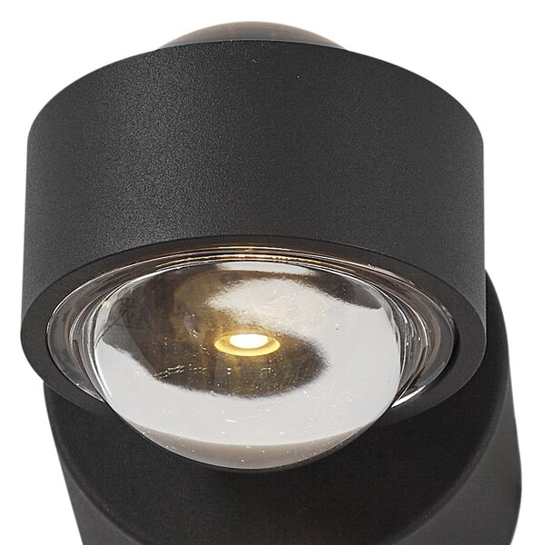 Dizajnerska zidna svjetiljka crna uklj. LED IP44 - Lens