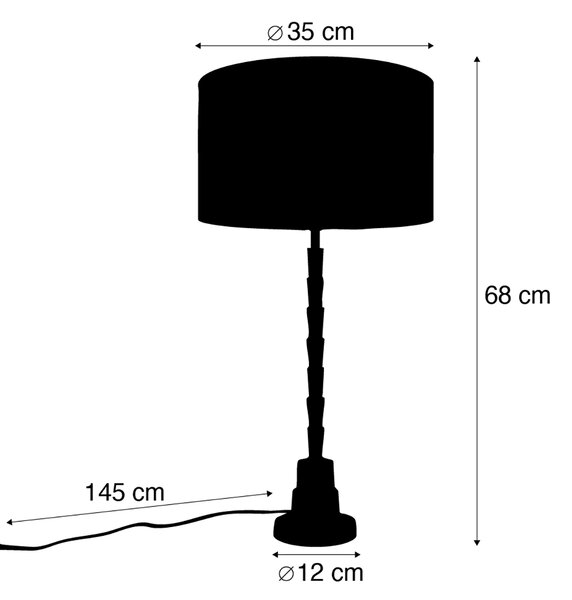 Stolna svjetiljka brončana s baršunastim sjenilom taupe 35 cm - Pisos