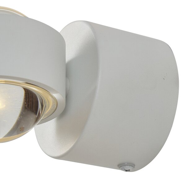 Dizajnerska zidna svjetiljka bijela uklj. LED IP44 - Lens