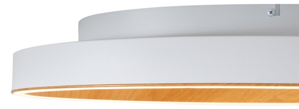 Dizajnerska stropna svjetiljka bijela s drvetom 60 cm uklj. LED prekidač s 3 stupnja - Ingo