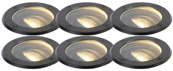 Set od 6 crnih podesivih vanjskih zemljanih reflektora IP65 - Delux