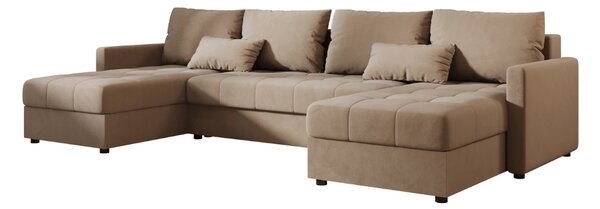 AKCIJA Razvlačiva sjedeća garnitura u obliku U VENORIA 285x146 cm, bež + 2 jastučića BESPLATNO II. kvaliteta