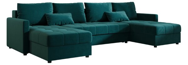 Razvlačna U kutna garnitura VENORIA 285x146 cm, petrolej + 2 jastuka GRATIS