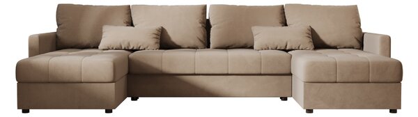 AKCIJA Razvlačiva sjedeća garnitura u obliku U VENORIA 285x146 cm, bež + 2 jastučića BESPLATNO II. kvaliteta