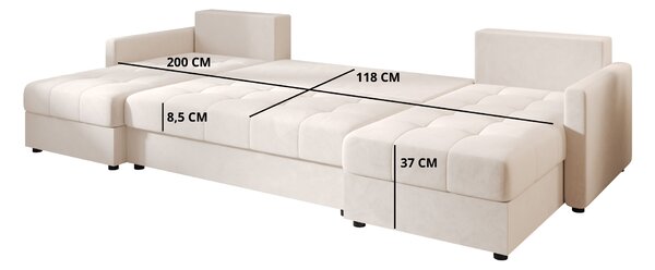 Razvlačna U kutna garnitura VENORIA 285x146 cm, senf + 2 jastuka GRATIS