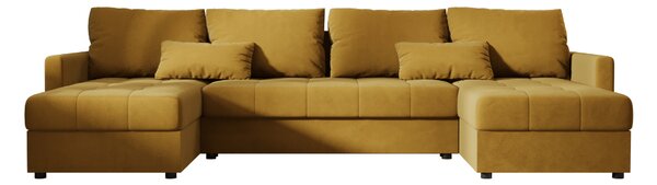 Razvlačna U kutna garnitura VENORIA 285x146 cm, senf + 2 jastuka GRATIS