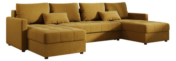 Razvlačna U kutna garnitura VENORIA 285x146 cm, senf + 2 jastuka GRATIS