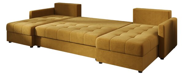 Razvlačna U kutna garnitura VENORIA 285x146 cm, senf + 2 jastuka GRATIS