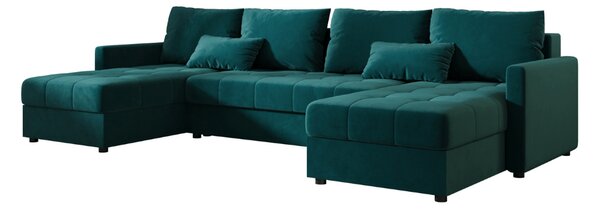 Razvlačna U kutna garnitura VENORIA 285x146 cm, petrolej + 2 jastuka GRATIS