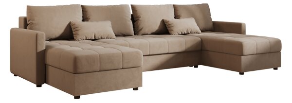 AKCIJA Razvlačiva sjedeća garnitura u obliku U VENORIA 285x146 cm, bež + 2 jastučića BESPLATNO II. kvaliteta