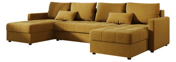 Razvlačna U kutna garnitura VENORIA 285x146 cm, senf + 2 jastuka GRATIS