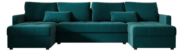 Razvlačna U kutna garnitura VENORIA 285x146 cm, petrolej + 2 jastuka GRATIS