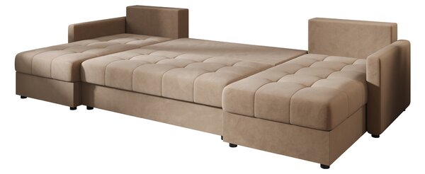 AKCIJA Razvlačiva sjedeća garnitura u obliku U VENORIA 285x146 cm, bež + 2 jastučića BESPLATNO II. kvaliteta
