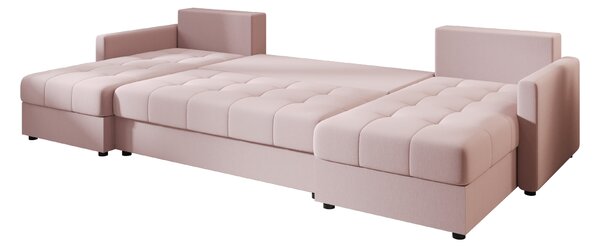 Razvlačna U kutna garnitura VENORIA 285x146 cm, puderasto roza + 2 jastuka GRATIS