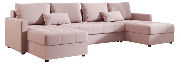Razvlačna U kutna garnitura VENORIA 285x146 cm, puderasto roza + 2 jastuka GRATIS