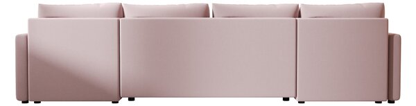 Razvlačna U kutna garnitura VENORIA 285x146 cm, puderasto roza + 2 jastuka GRATIS