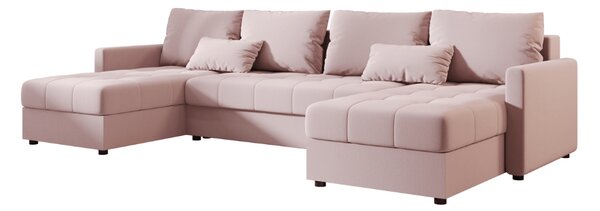 Razvlačna U kutna garnitura VENORIA 285x146 cm, puderasto roza + 2 jastuka GRATIS