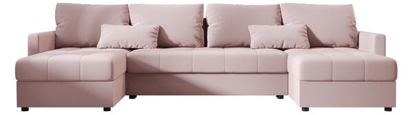 Razvlačna U kutna garnitura VENORIA 285x146 cm, puderasto roza + 2 jastuka GRATIS