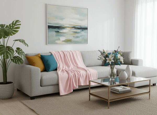 Svjetlo ružičasta mikropliš deka SOFT Dimenzije: 160 x 200 cm