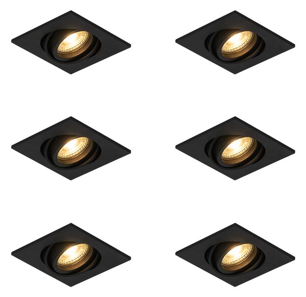 Set od 6 modernih ugradbenih reflektora crni podesivi - Club