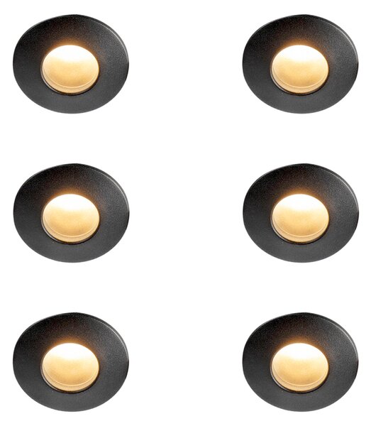 Set od 6 modernih ugradbenih reflektora crni IP44 - Gap