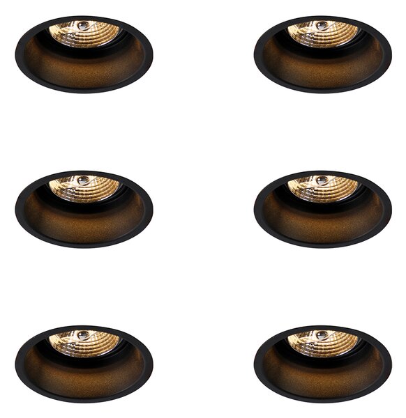 Set od 6 modernih ugradbenih reflektora crni AR70 - Dept