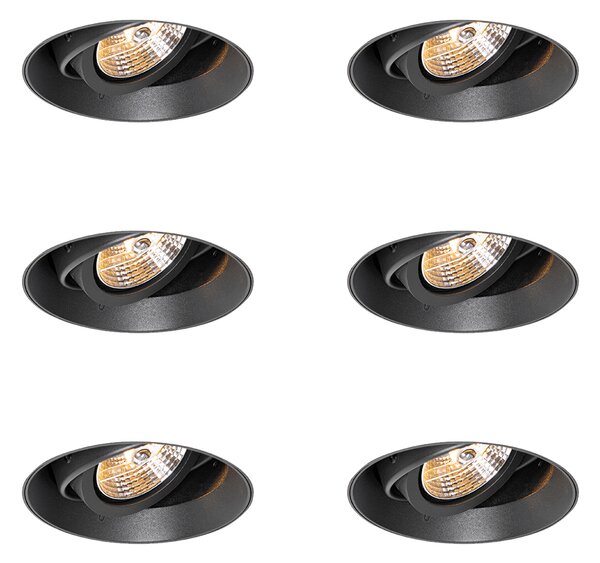 Set od 6 modernih ugradbenih reflektora crni GU10 AR70 okrugli bez okvira - Oneon